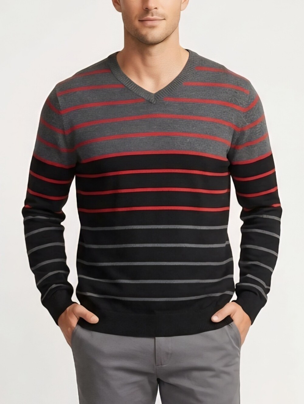 Tristan 100% Cotton Men's V-Neck Long Sleeve Sweater, Sz L